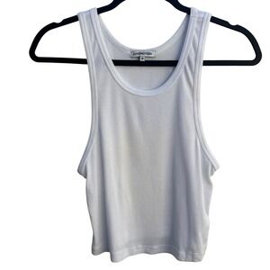 COTTONCITIZEN White Ribbed Tank Top Crop Cropped Basic Essential Size M